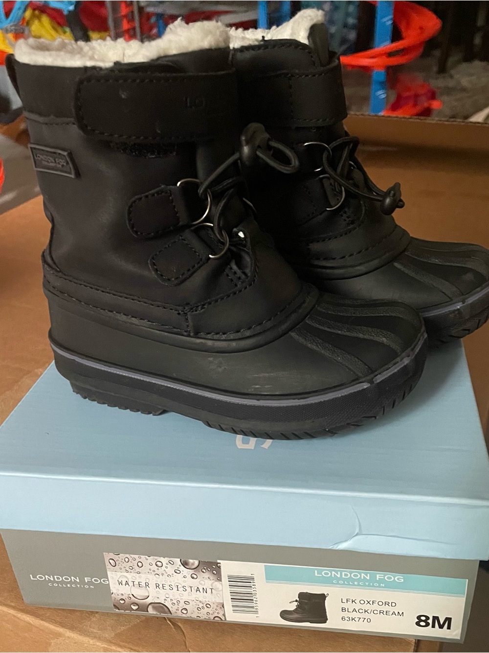 London Fog Kids Black & Cream Cozy Winter Boots